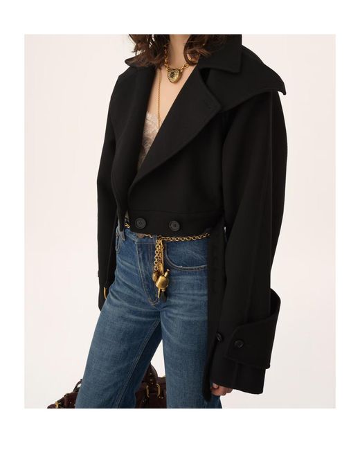 Chloé Black Chloé Double-Face Cropped Coat