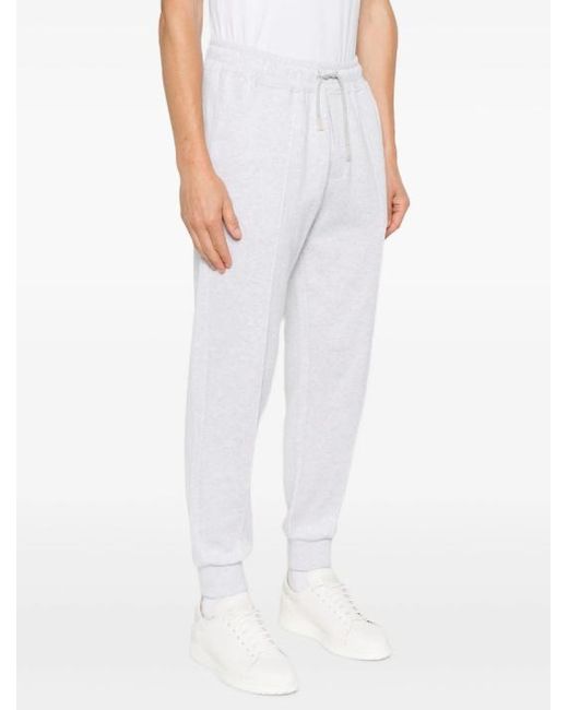 Eleventy White Drawstring Cuffed Track Pants for men