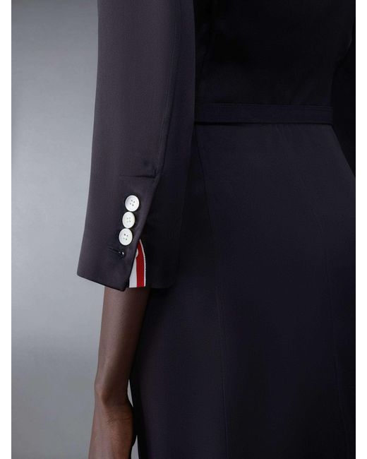 Thom Browne Blue Hogan Satin Midi Shirt Dress