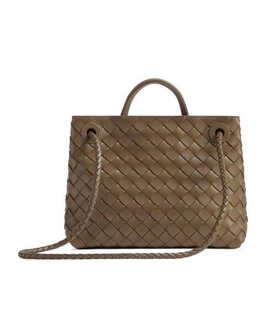 Bottega Veneta Brown Andiamo Small Intrecciato Leather Tote