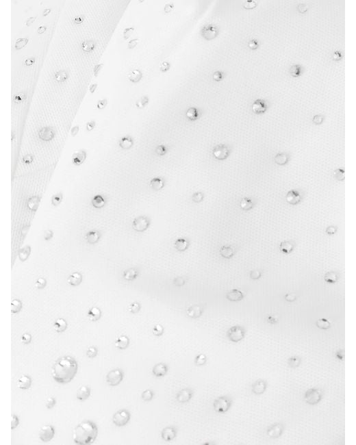 Alex Perry White Crystal-Embellished Mesh Top