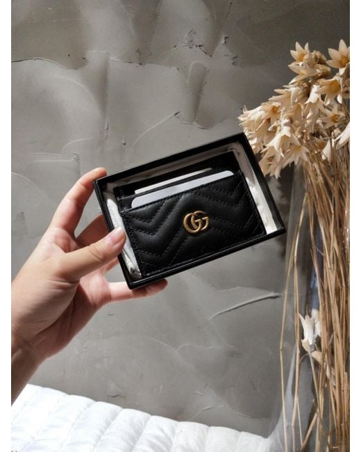 Gucci Black Gg Marmont Card Case