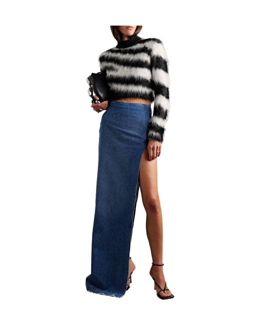 Monse Multicolor Cropped Zebra-Print Alpaca-Blend Sweater