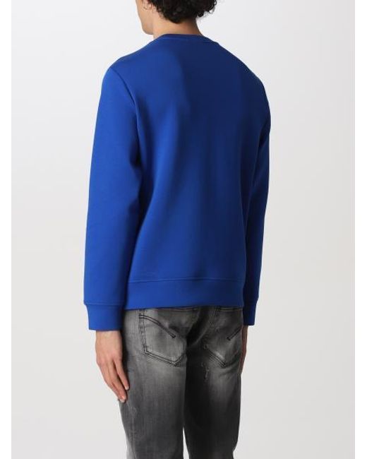 Emporio Armani Blue Round-Collar Long-Sleeve Hoodie for men
