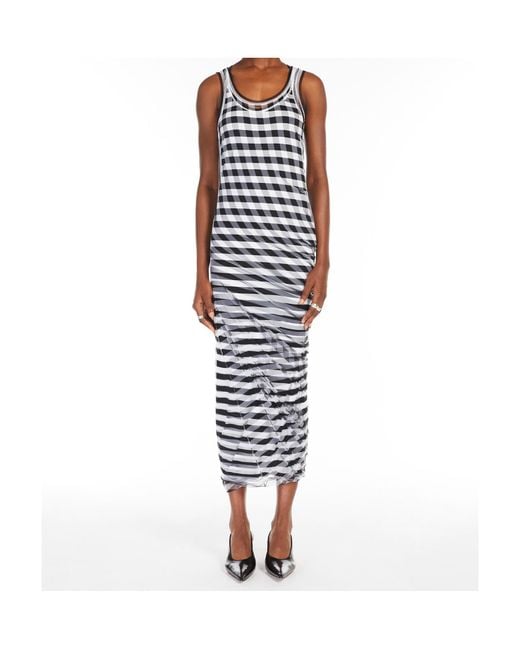 Sportmax White Naro Striped Sleeveless Dress