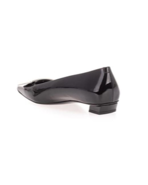 Roger Vivier Black Buckle Patent Flat Shoes