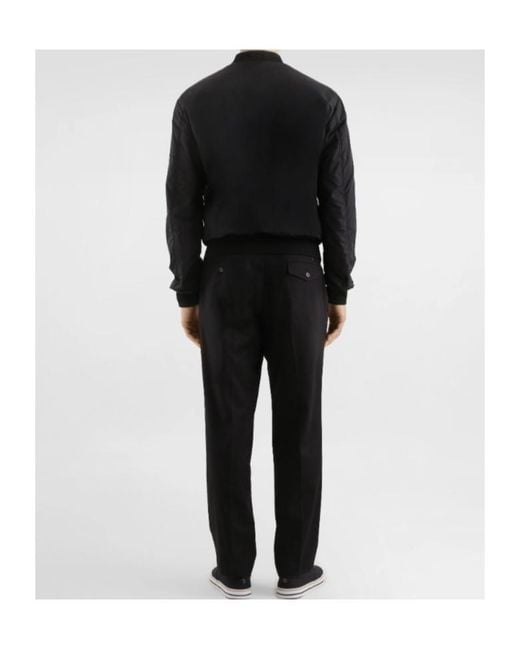 Dolce & Gabbana Black Nylon Crest Bomber Jacket for men