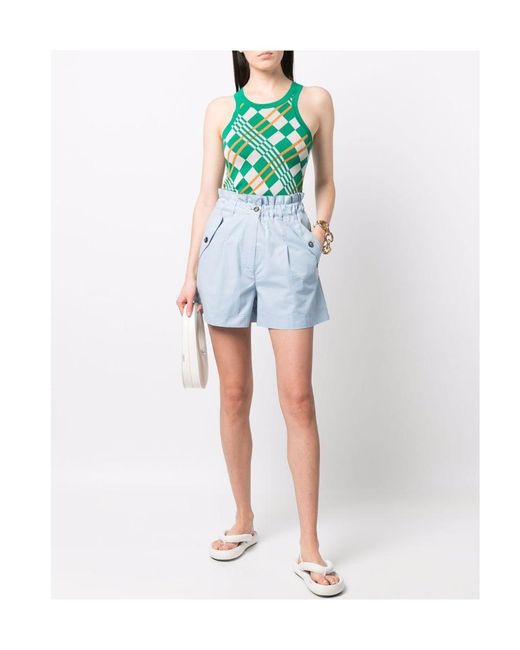 KENZO Blue High-Waist Elastic Waist Shorts
