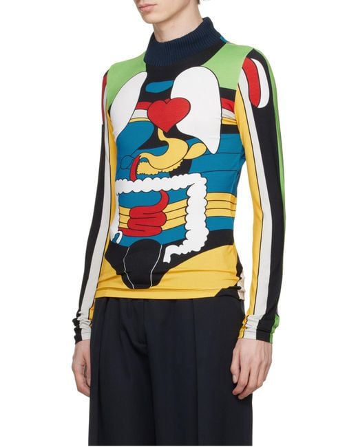 Jean Paul Gaultier Gray Printed Long-Sleeved Top