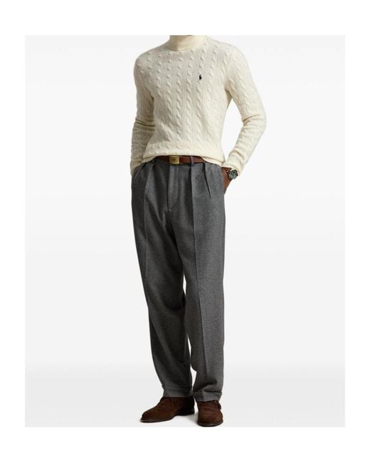 Polo Ralph Lauren White Cable-Knit Turtleneck Sweater for men