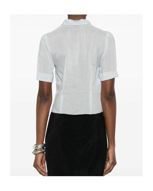 Maison Margiela White Sheer Pleated Button-Up Top