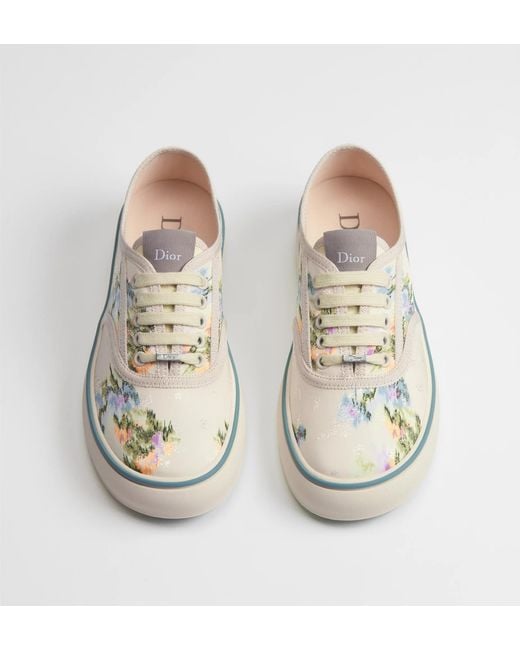 Dior White Printed Canvas Low-Top Sneakers