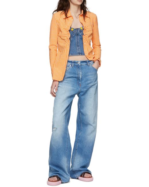 MSGM Orange Checkered Shirt