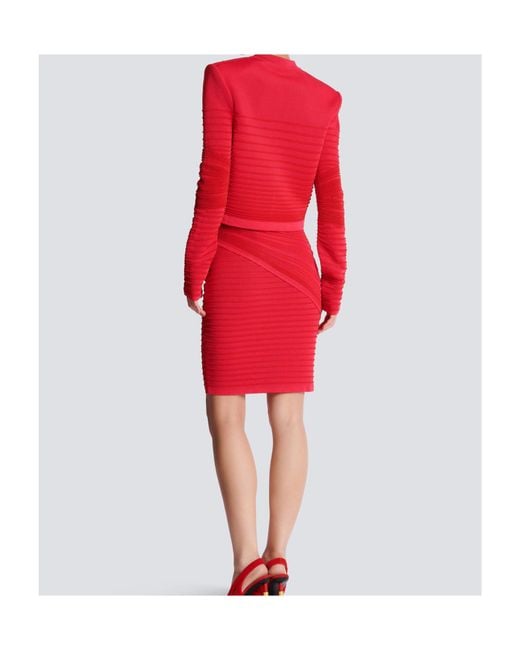 Balmain Red Edge To Edge Knit Cardigan