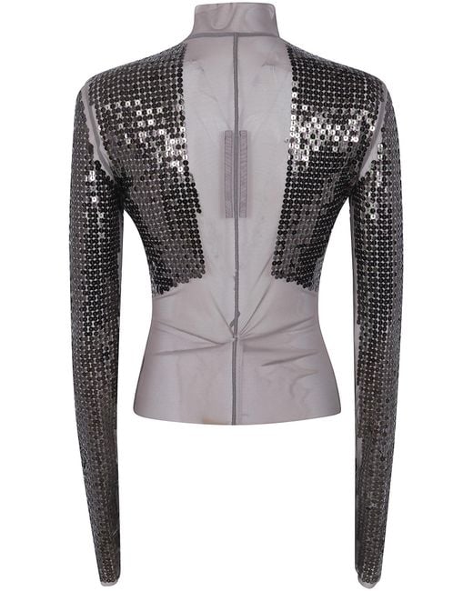 Rick Owens Black Sequinned Zipped Top
