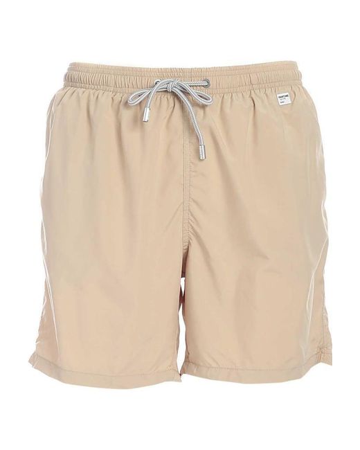 Mc2 Saint Barth Natural Logo-Patch Drawstring Swim Shorts for men