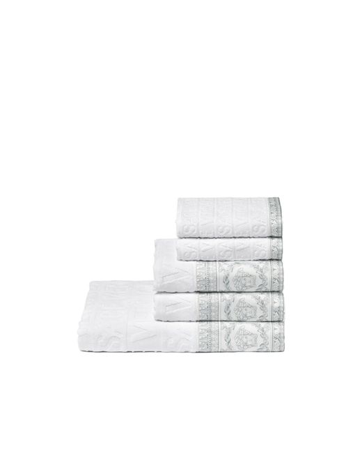 Versace White 5-Piece Patterned Towel Set for men