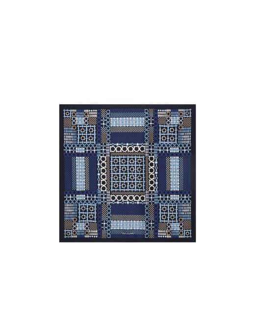 Ferragamo Blue Ferragamo Graphic Printed Satin Scarf