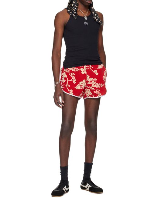 MARINE SERRE Red Towel Shorts for men