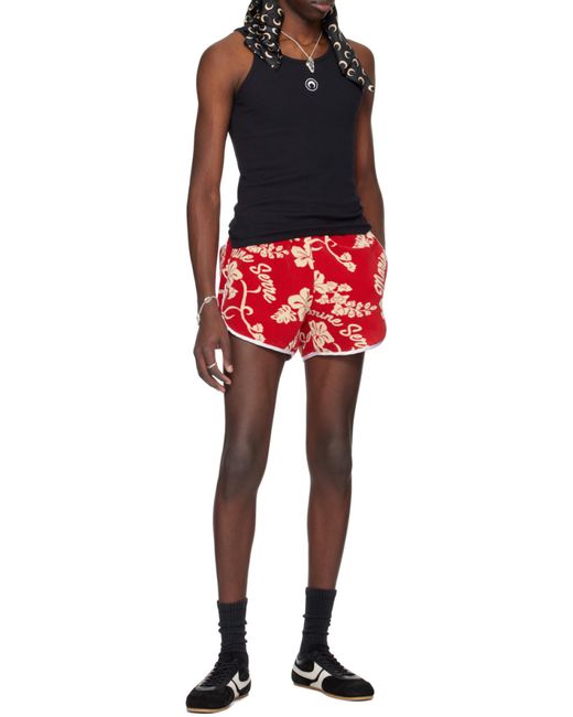 MARINE SERRE Red Towel Shorts for men