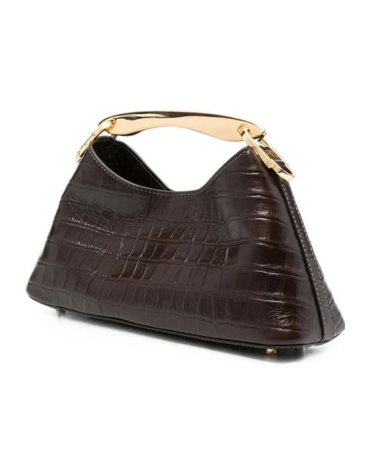 Elleme Brown Elleme Mini Boomerang Croc-Effect Leather Tote Bag
