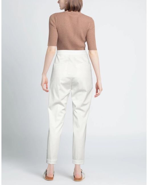 Max Mara White Solid Color Stretch Pants