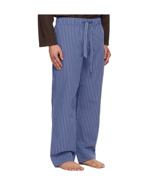 Tekla Blue Drawstring Striped Pajama Pants for men