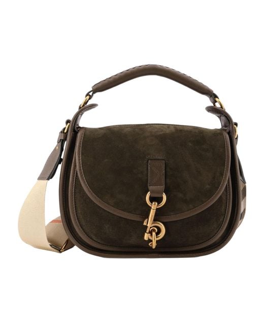 Burberry Black Clip Foldover-Top Small Tote Bag