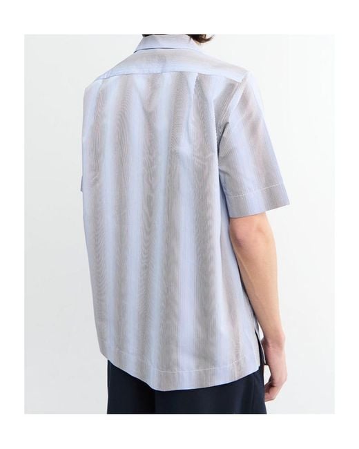 Dries Van Noten Blue Short Sleeve Striped Shirt for men