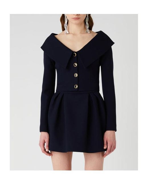 Alessandra Rich Blue Off-Shoulder Tailored Blazer