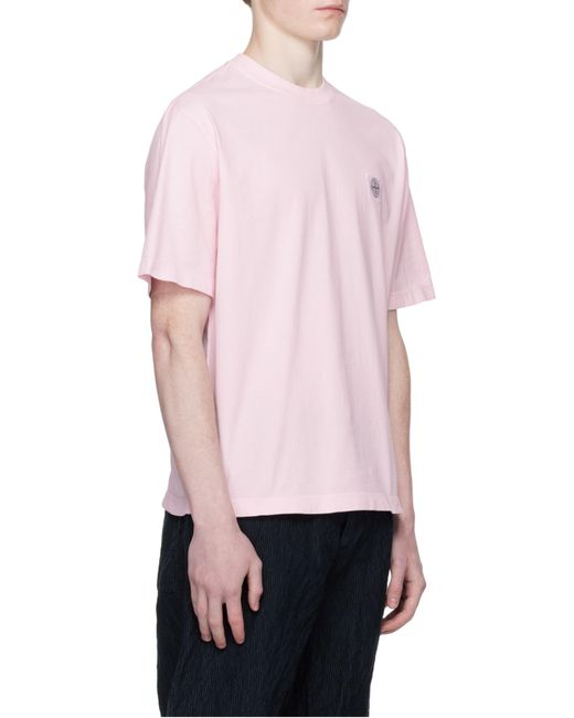 Stone Island Pink Regular-Fit Short-Sleeve T-Shirt With Compass Patch for men