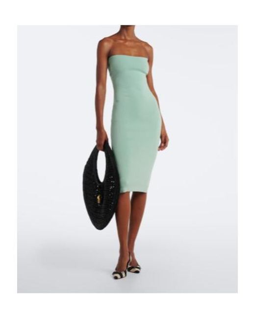 Jacquemus Green Strapless Midi Dress
