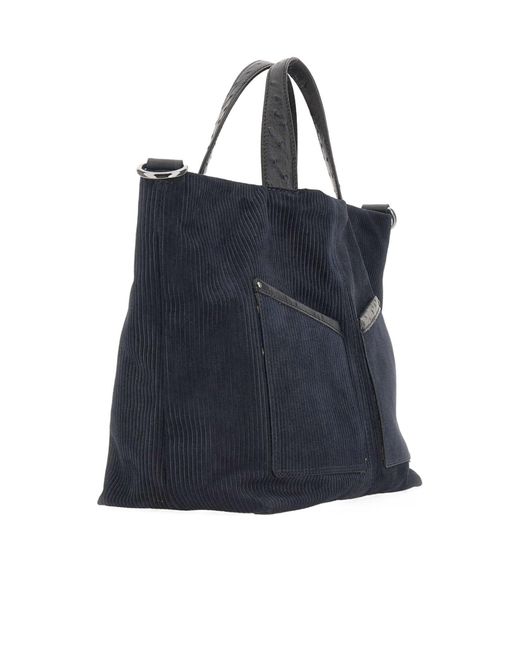Gianni Chiarini Blue Scilla Ribbed Tote Bag