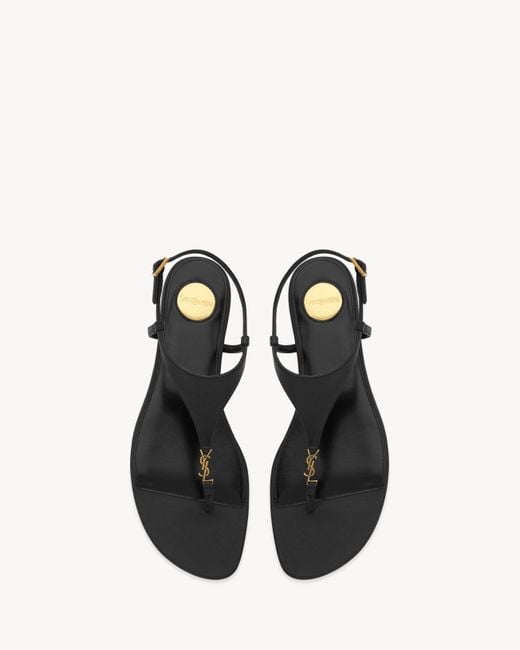 Saint Laurent Natural Cassandra Logo Plaque Sandals