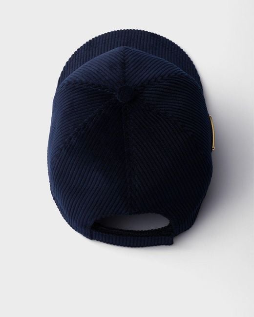 Prada Blue Corduroy Baseball Cap