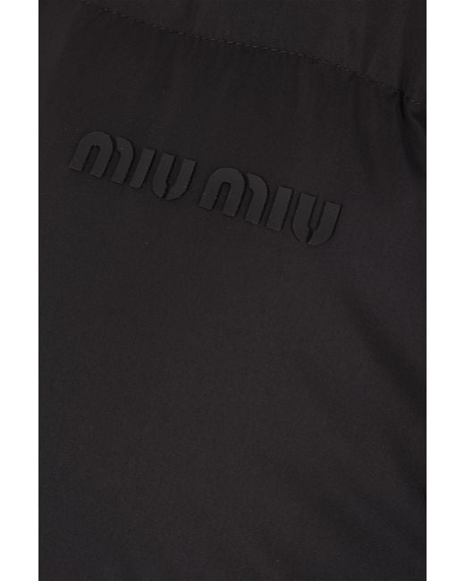 Miu Miu Black Technical Pongé Cropped Down Jacket