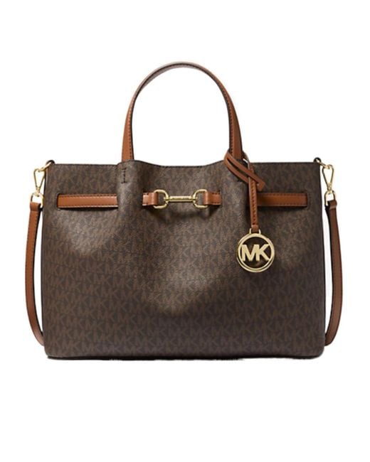 Michael Kors Brown Carson Medium Signature Logo Satchel