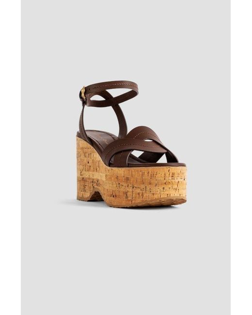 Gianvito Rossi Brown Crossover Platform Sandals