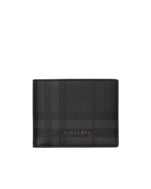 Burberry Black City Check Slim Bifold Wallet for men