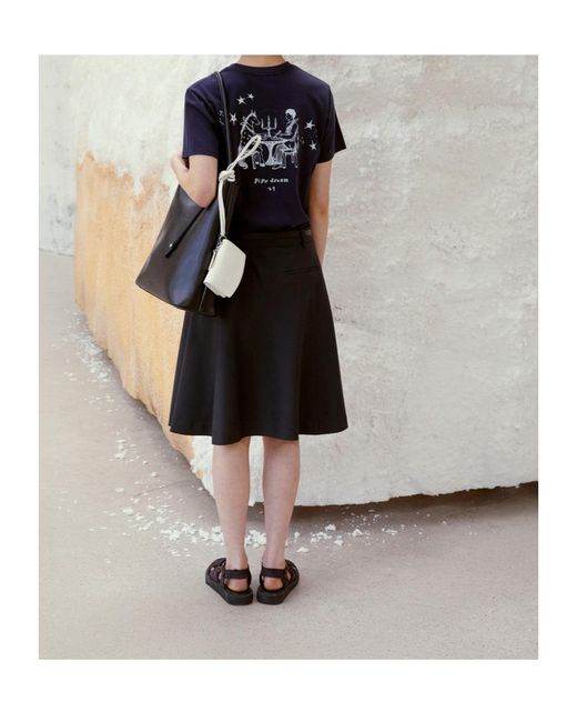 Low Classic Black Flared Midi Skirt