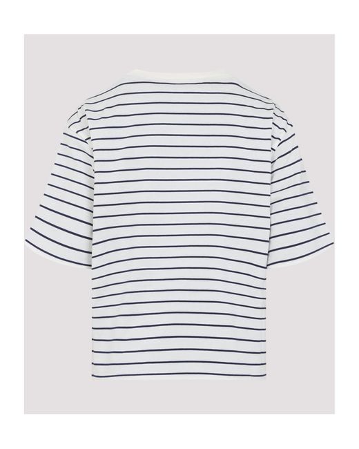 Miu Miu White Striped Crewneck T-Shirt
