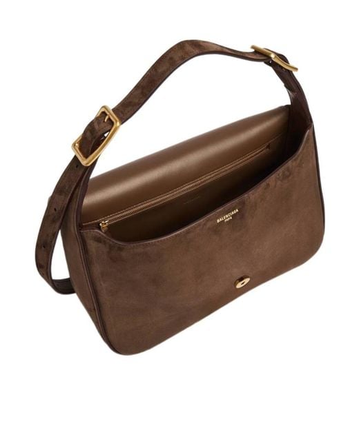 Balenciaga Brown Clicca Medium Shoulder Bag