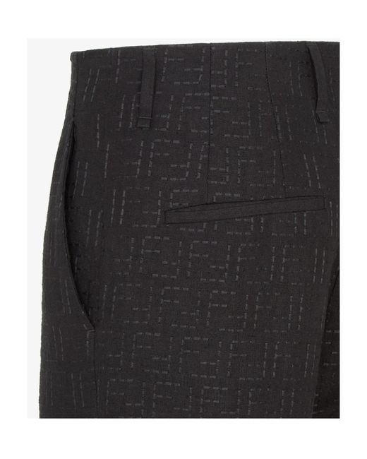 Fendi Black Ff Jacquard Tailored Trousers for men