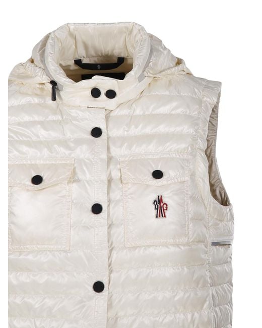 Moncler White Grenoble Logo Patch Padded Gilet