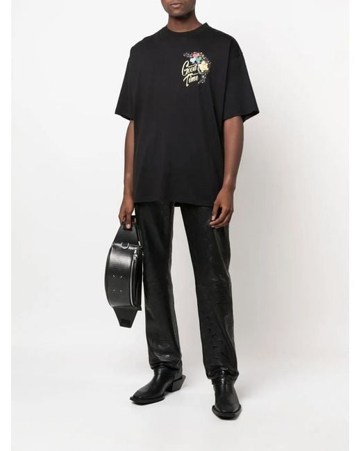 Martine Rose Black Graphic-Print T-Shirt for men