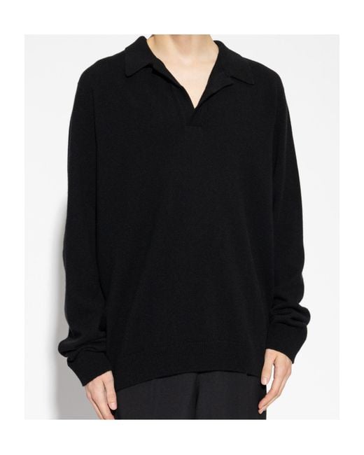 Balmain Black Collared Knit Long-Sleeve Sweater for men