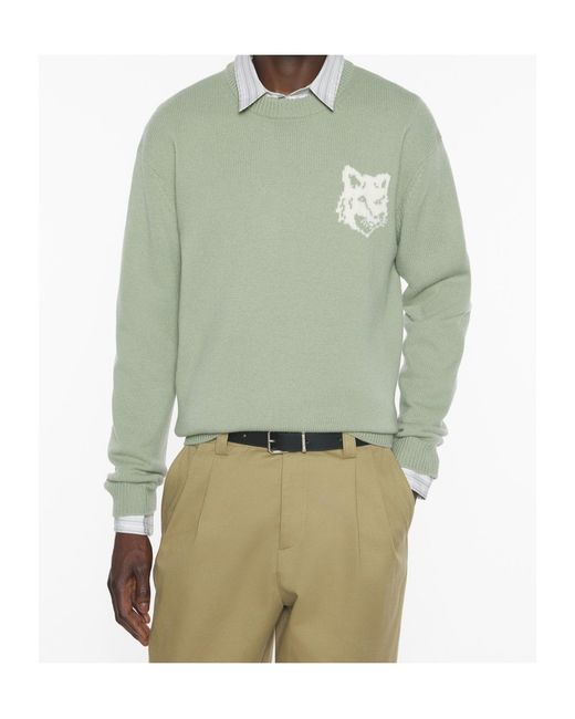Maison Kitsuné Green Fox-Head Crew-Neck Sweater for men
