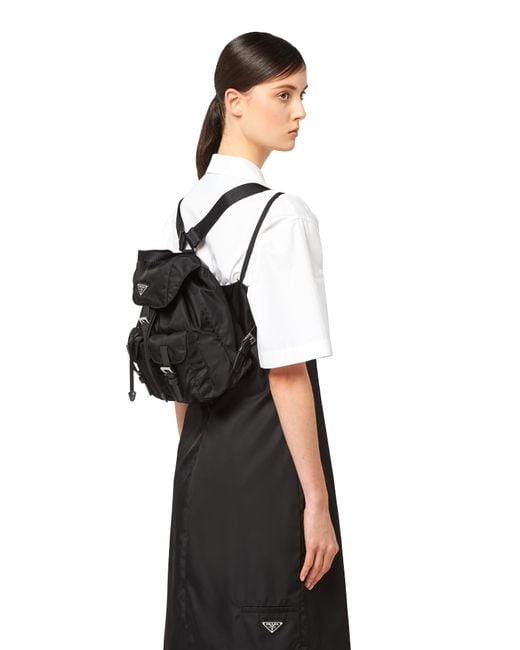 Prada Black Triangle Logo Plaque Backpack