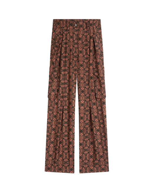 Dries Van Noten Brown Pattern Printed Satin Cargo Pants