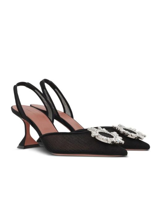AMINA MUADDI Black Pointed High-Heeled Sandals